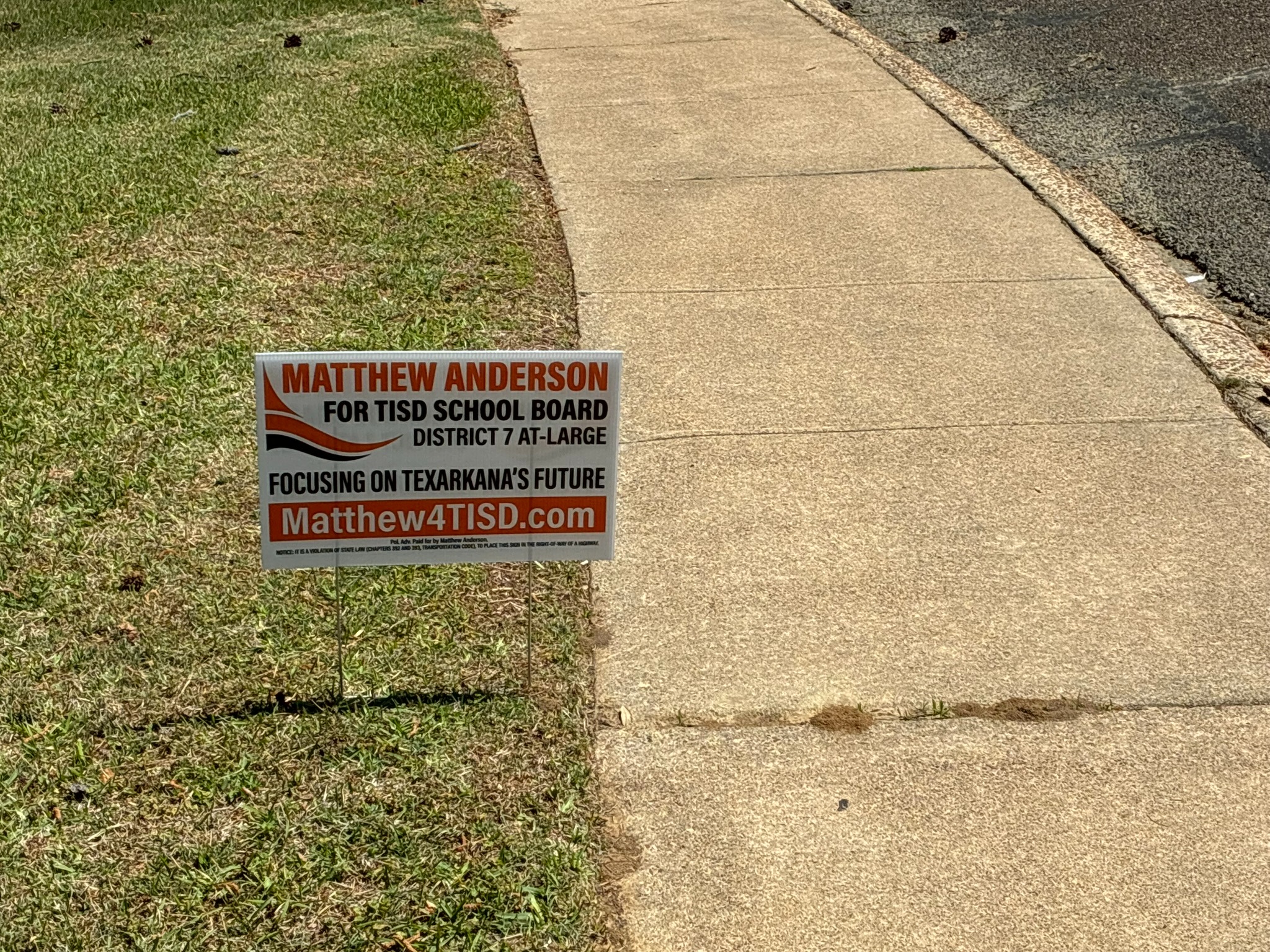 Matthew Anderson campaign yard sign
